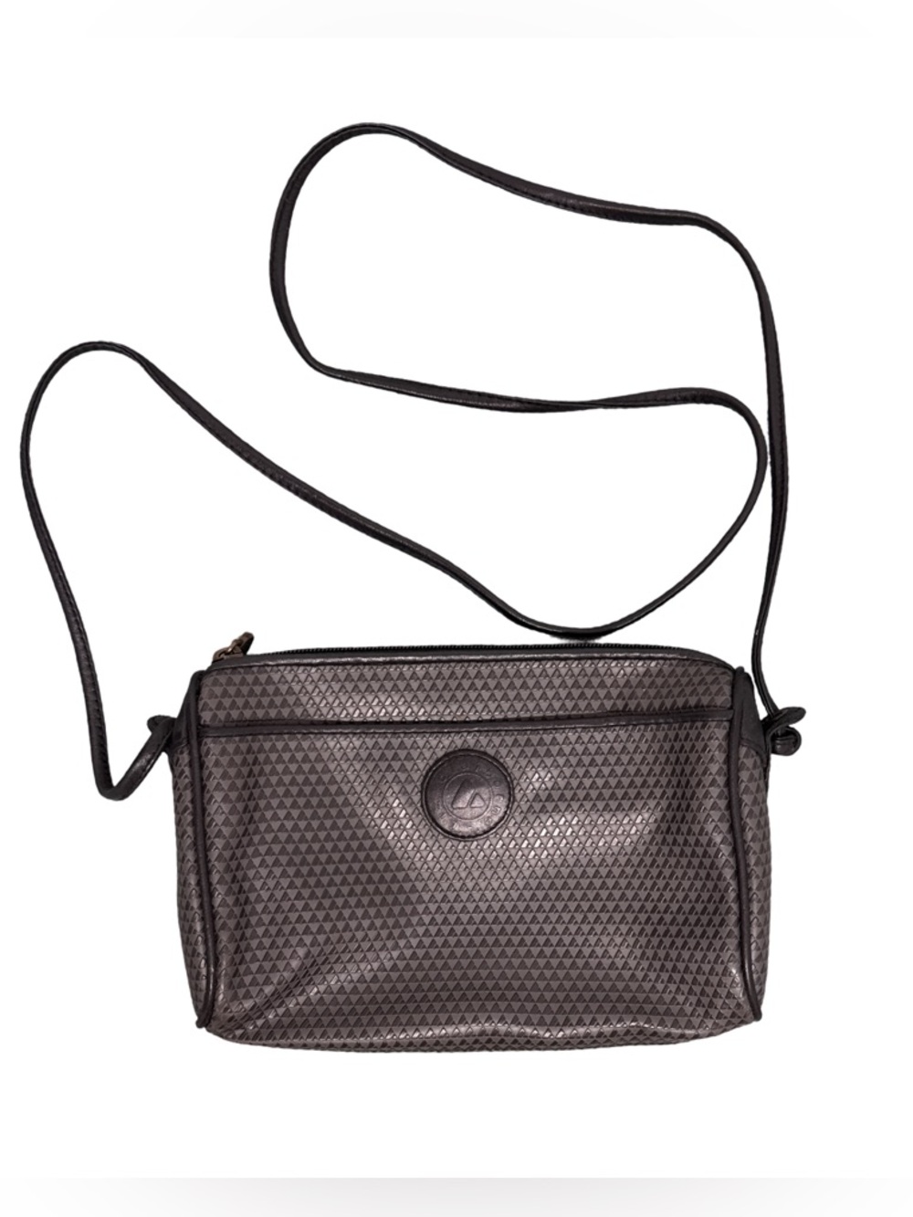 Leather Crossbody Bag in Dark Brown with Logo